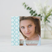 ブルーダマスク写真卒業パーティーの発表 招待状 (スタンド正面)