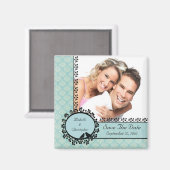 ブルーダマスク愛の鳥の写真日付磁石を保存 マグネット (正面/裏面)