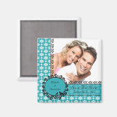 ブルーダマスク愛の鳥の写真日付磁石を保存 マグネット (正面/裏面)