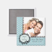 ブルーダマスク愛の鳥の写真日付磁石を保存 マグネット (正面/裏面)