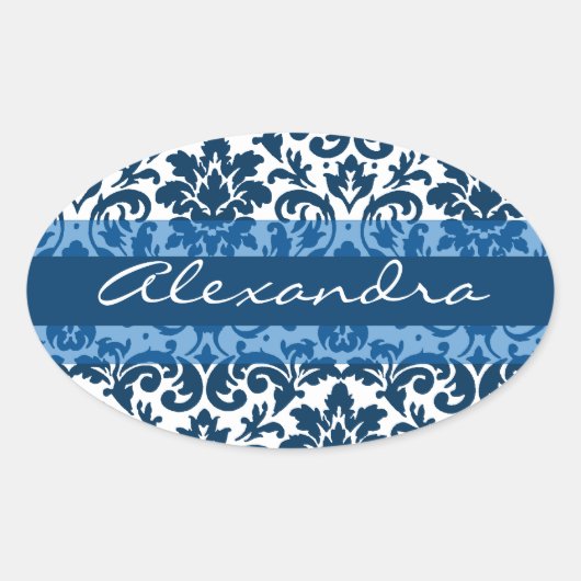 ブルーダマスク書道のカスタマイズ可能な芸術 楕円形シール (正面)