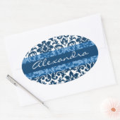 ブルーダマスク書道のカスタマイズ可能な芸術 楕円形シール (封筒)