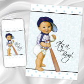 ブルーダマスク男の子の赤ちゃんシャワー 招待状