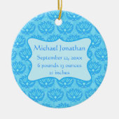 ブルーダマスク男の赤ちゃん名パーソナライズされた セラミックオーナメント (正面)
