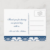 ブルーダマスク結婚式の写真ありがとうポストカード ポストカード (裏面)