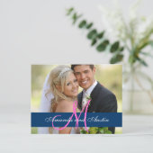 ブルーダマスク結婚式の写真ありがとうポストカード ポストカード (スタンド正面)