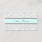 ブルーダマスク結婚式テーブル場所設定カード プレイスカード (裏面)