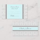 ブルーダマスク結婚式テーブル場所設定カード プレイスカード (正面/裏面)