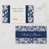 ブルーダマスク結婚式テーブル場所設定カード プレイスカード (正面/裏面)