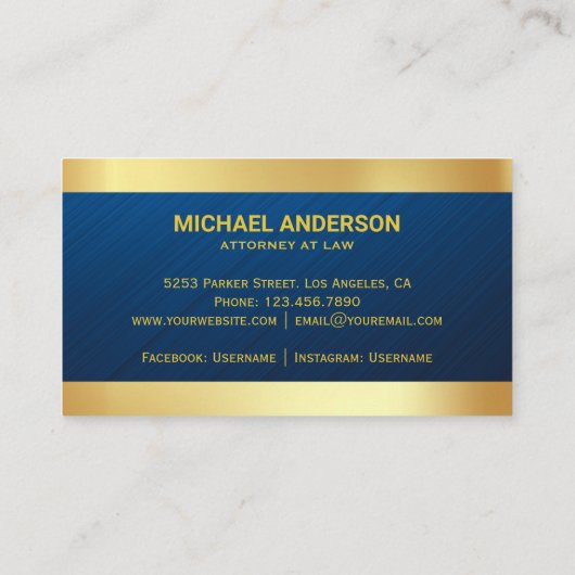 ブルーダマスク金ゴールドジャスティススケール弁護士弁護士 名刺 (裏面)