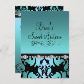 ブルーダマスク&ダイヤモンドイメージスウィート16招待状 招待状 (正面/裏面)