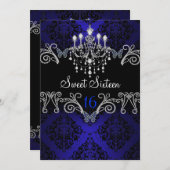 ブルーダマスク&バタフライSweet sixteen招待状 招待状 (正面/裏面)