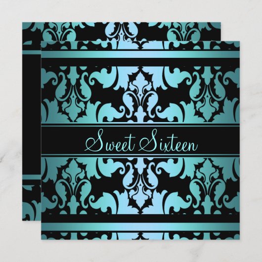 ブルーダマ王室のスクスウィート16誕生日招待状 招待状 (正面/裏面)