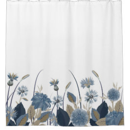 ブルーダリアスコーンフラワー シャワーカーテン