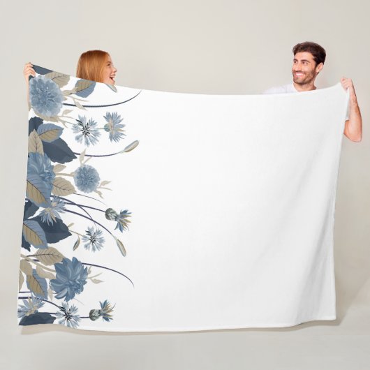 ブルーダリアスコーンフラワー フリースブランケット (インサイチュ)