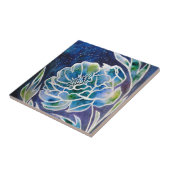 ブルーダリアネイビーティール(緑がかった色)シナフローラ水彩 タイル (側面)