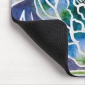 ブルーダリアネイビーティール（緑がかった色）シナフローラ水彩 マウスパッド (コーナー)