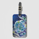 ブルーダリアネイビーティール(緑がかった色)シナフローラ水彩 ラゲッジタグ (正面縦)