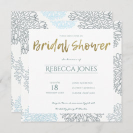ブルーダリアパターンブライダルシャワー 招待状