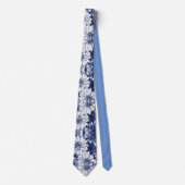 ブルーダリアフローラルパターン1 ネクタイ (正面)