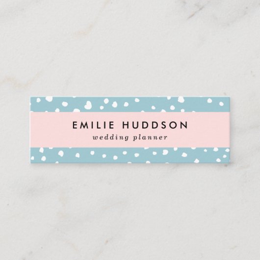 ブルーダルマチアンスポット、ダルマチアンドット、点々のあるプリント スキニー名刺 (正面)