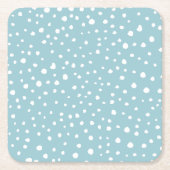 ブルーダルマチアンスポット、ダルマチアンドット、点々のあるプリント スクエアペーパーコースター (正面)