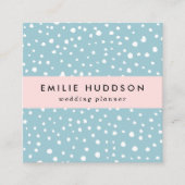 ブルーダルマチアンスポット、ダルマチアンドット、点々のあるプリント スクエア名刺 (正面)