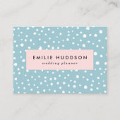 ブルーダルマチアンスポット、ダルマチアンドット、点々のあるプリント 名刺 (正面)