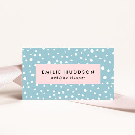 ブルーダルマチアンスポット、ダルマチアンドット、点々のあるプリント 名刺