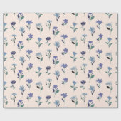 ブルーダークとグリーンのフローラ誕生日ラッピング紙 ラッピングペーパー (フラット)