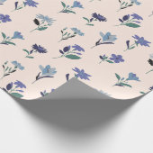 ブルーダークとグリーンのフローラ誕生日ラッピング紙 ラッピングペーパー (角)