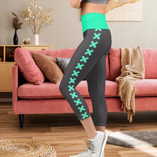 ブルーダークパーソナライズされたグレーペットキャットモマストリートウェア カプリレギンス