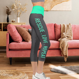 ブルーダークパーソナライズされたグレーペットキャットモマストリートウェア カプリレギンス