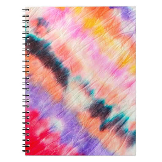 ブルーダーティ絵画アート。絞り染めテクスチャ紫B ノートブック (正面)
