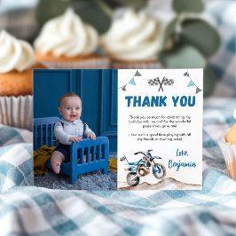 ブルーダートバイクボーイの誕生日パーティーの写真 サンキューカード