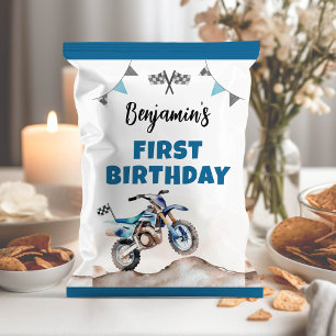 ブルーダートバイクボーイ誕生日チップ袋ラッパー チラシ