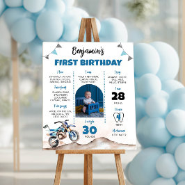 ブルーダートバイク誕生日パーティーマイルストーンサイン ポスター