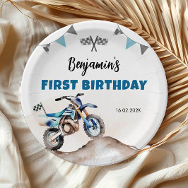 ブルーダートバイク ファストワン 男の子 誕生日パーティー ペーパープレート
