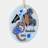 ブルーチアリーダーガールオーナメントダークスキン&ヘア セラミックオーナメント (右)