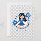 ブルーチアリーダーブラックヘアガールズ応援誕生日 招待状 (裏面)