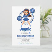 ブルーチアリーダー – ブルネットガールズ応援誕生日 招待状 (スタンド正面)