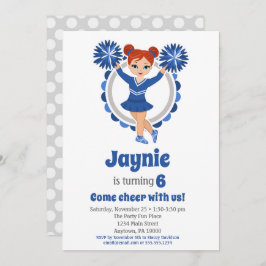 ブルーチアリーダー – レッドヘッドガールズ応援誕生日 招待状