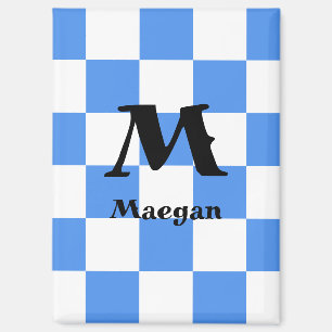 ブルーチェッカーパターンの背景マグネット マグネット