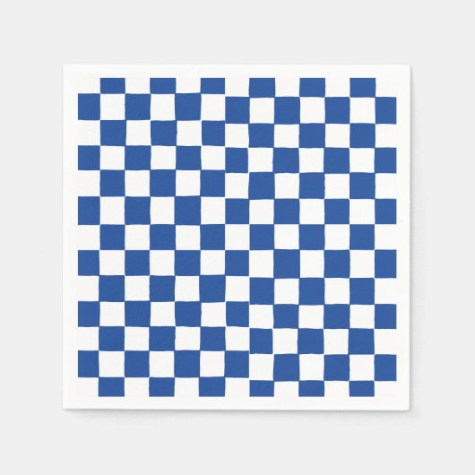 ブルーチェッカーブライダルシャワー スタンダードカクテルナプキン (正面)