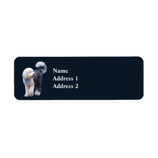 ブルーチェックのスカーフのシープドゥードル ラベル (正面)
