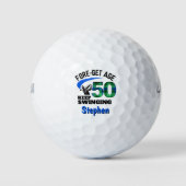 ブルーチェックの50歳の誕生日パーティー FORE-Get Age 50 ゴルフボール (正面)