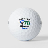 ブルーチェックの70歳の誕生日パーティー FORE-Get Age 70 ゴルフボール (正面)
