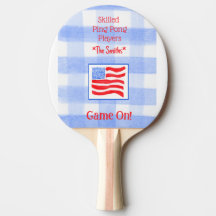 ブルーチェックギンガムアメリカ国旗ピンポンパドル