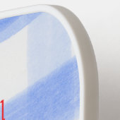 ブルーチェックギンガムUSA国旗のゲームオン ピックルボールラケット (左詳細)