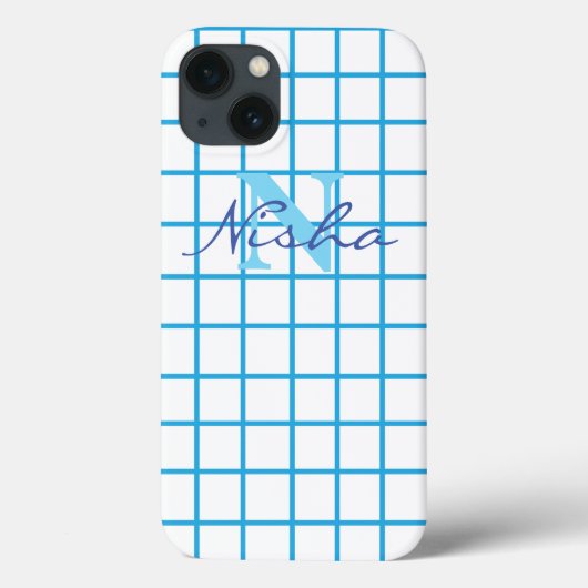 ブルーチェックモノグラム Case-Mate iPhoneケース (裏面)